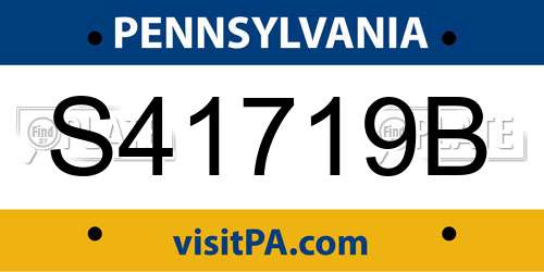 S41719B Pennsylvania License Plate