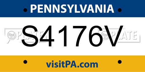S4176V Pennsylvania License Plate