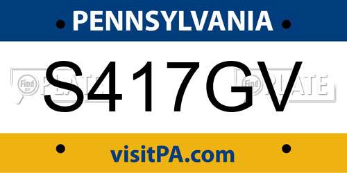 S417GV Pennsylvania License Plate