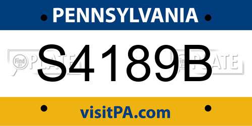 S4189B Pennsylvania License Plate