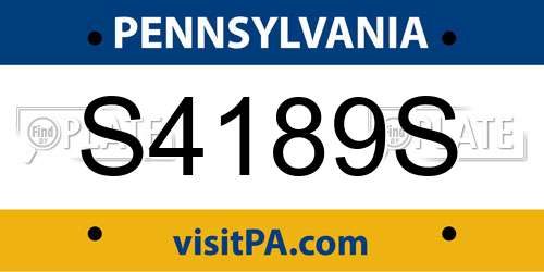 S4189S Pennsylvania License Plate