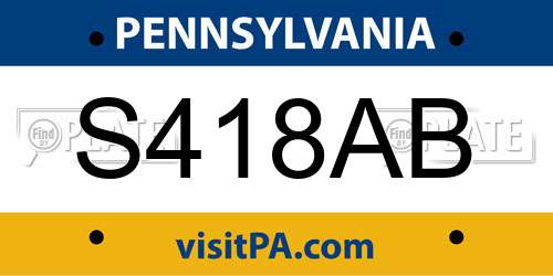S418AB Pennsylvania License Plate