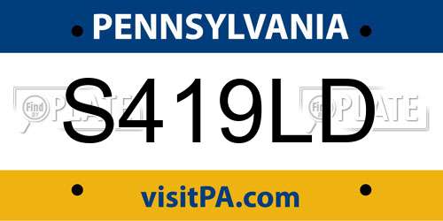 S419LD Pennsylvania License Plate