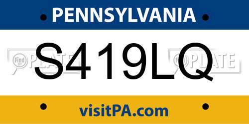 S419LQ Pennsylvania License Plate