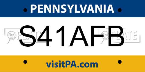 S41AFB Pennsylvania License Plate