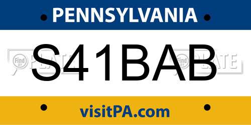 S41BAB Pennsylvania License Plate