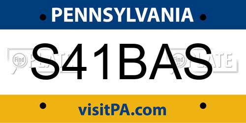 S41BAS Pennsylvania License Plate