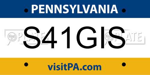 S41GIS Pennsylvania License Plate