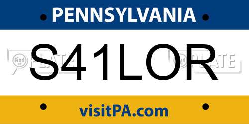 S41LOR Pennsylvania License Plate