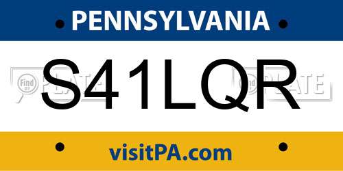S41LQR Pennsylvania License Plate