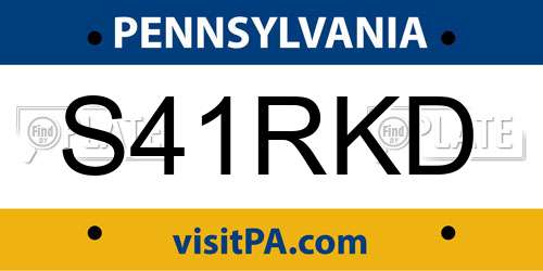 S41RKD Pennsylvania License Plate