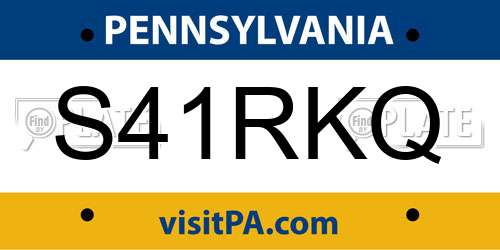 S41RKQ Pennsylvania License Plate
