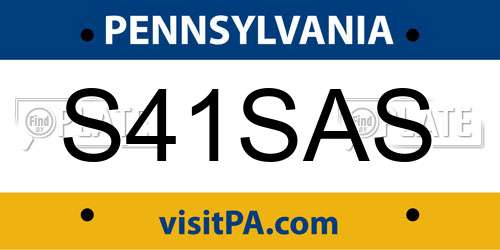 S41SAS Pennsylvania License Plate