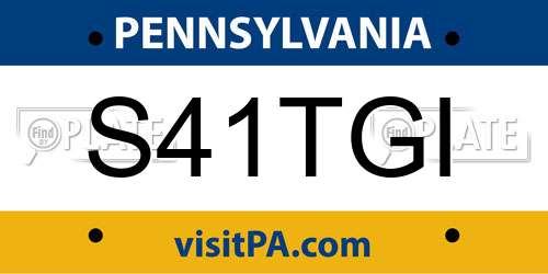 S41TGI Pennsylvania License Plate