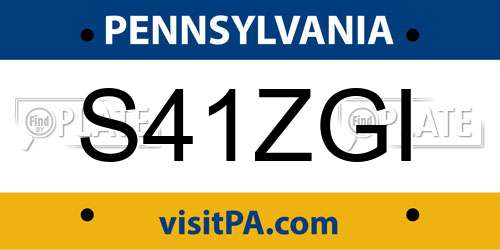 S41ZGI Pennsylvania License Plate