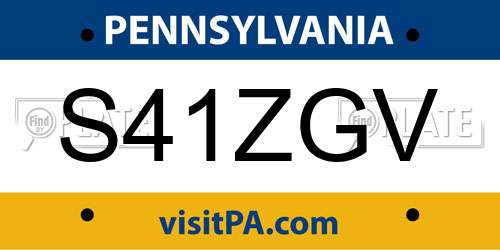 S41ZGV Pennsylvania License Plate