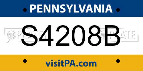 S4208B Pennsylvania License Plate
