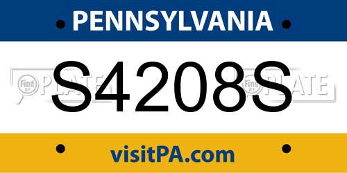 S4208S Pennsylvania License Plate