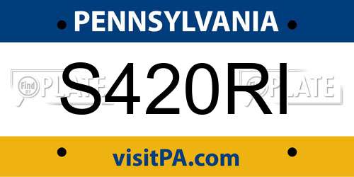 S420RI Pennsylvania License Plate