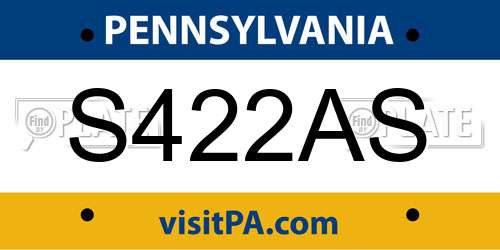 S422AS Pennsylvania License Plate