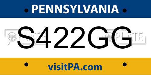 S422GG Pennsylvania License Plate