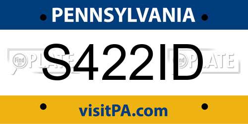 S422ID Pennsylvania License Plate