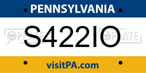 S422IO Pennsylvania License Plate