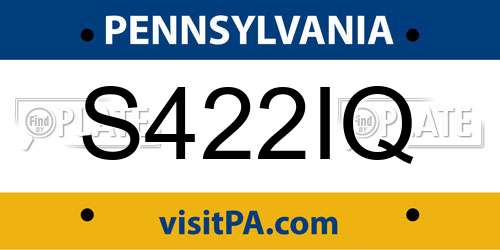 S422IQ Pennsylvania License Plate