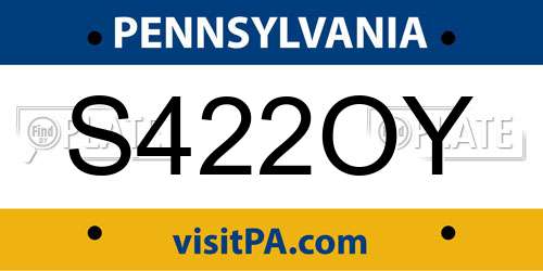 S422OY Pennsylvania License Plate