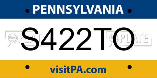 S422TO Pennsylvania License Plate