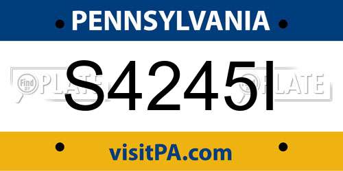 S4245I Pennsylvania License Plate