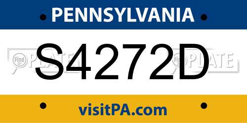 S4272D Pennsylvania License Plate