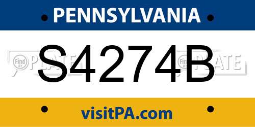 S4274B Pennsylvania License Plate