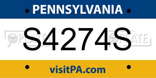 S4274S Pennsylvania License Plate