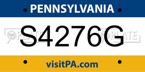 S4276G Pennsylvania License Plate