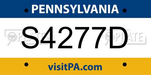 S4277D Pennsylvania License Plate