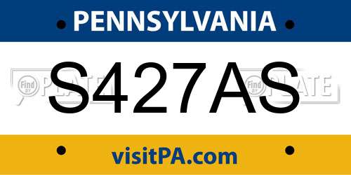 S427AS Pennsylvania License Plate
