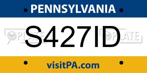 S427ID Pennsylvania License Plate