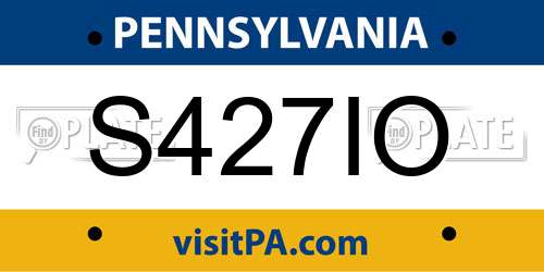 S427IO Pennsylvania License Plate
