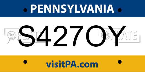 S427OY Pennsylvania License Plate