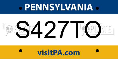 S427TO Pennsylvania License Plate