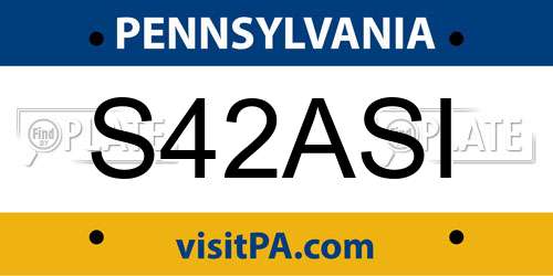 S42ASI Pennsylvania License Plate