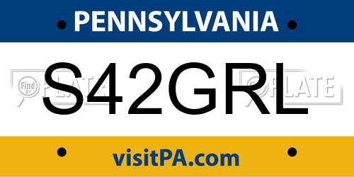 S42GRL Pennsylvania License Plate