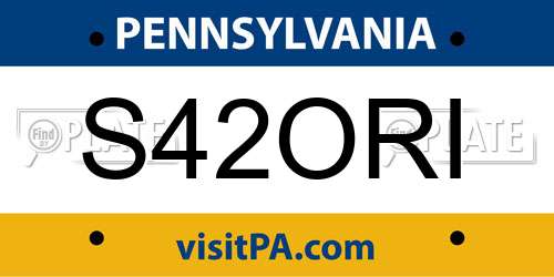 S42ORI Pennsylvania License Plate