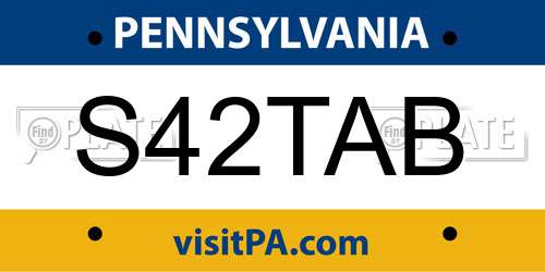 S42TAB Pennsylvania License Plate