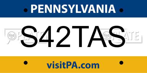 S42TAS Pennsylvania License Plate