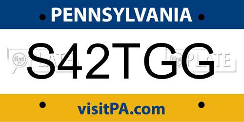 S42TGG Pennsylvania License Plate
