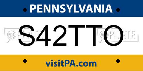 S42TTO Pennsylvania License Plate