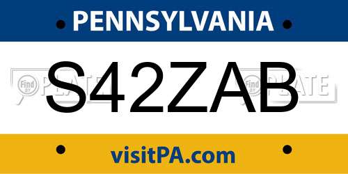 S42ZAB Pennsylvania License Plate