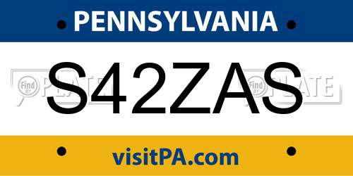 S42ZAS Pennsylvania License Plate